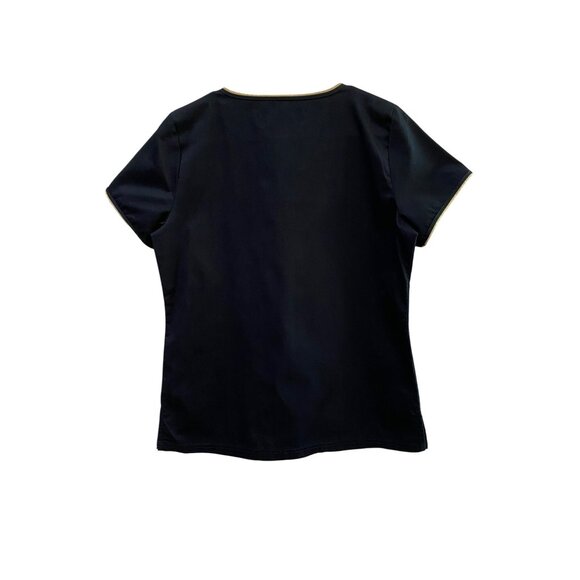 Koi Limited Edition Nicole Black Scrub Top Style 247C W/ Gold Trim S Womens V-Ne - Picture 3 of 6